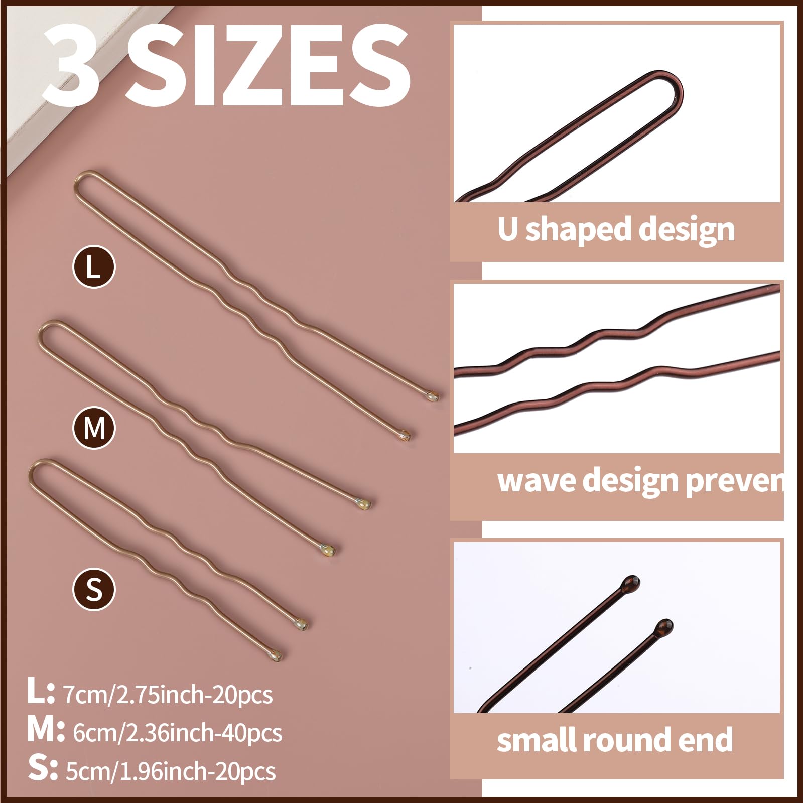 Teenitor bobby pins arranged by size, organized secure hold