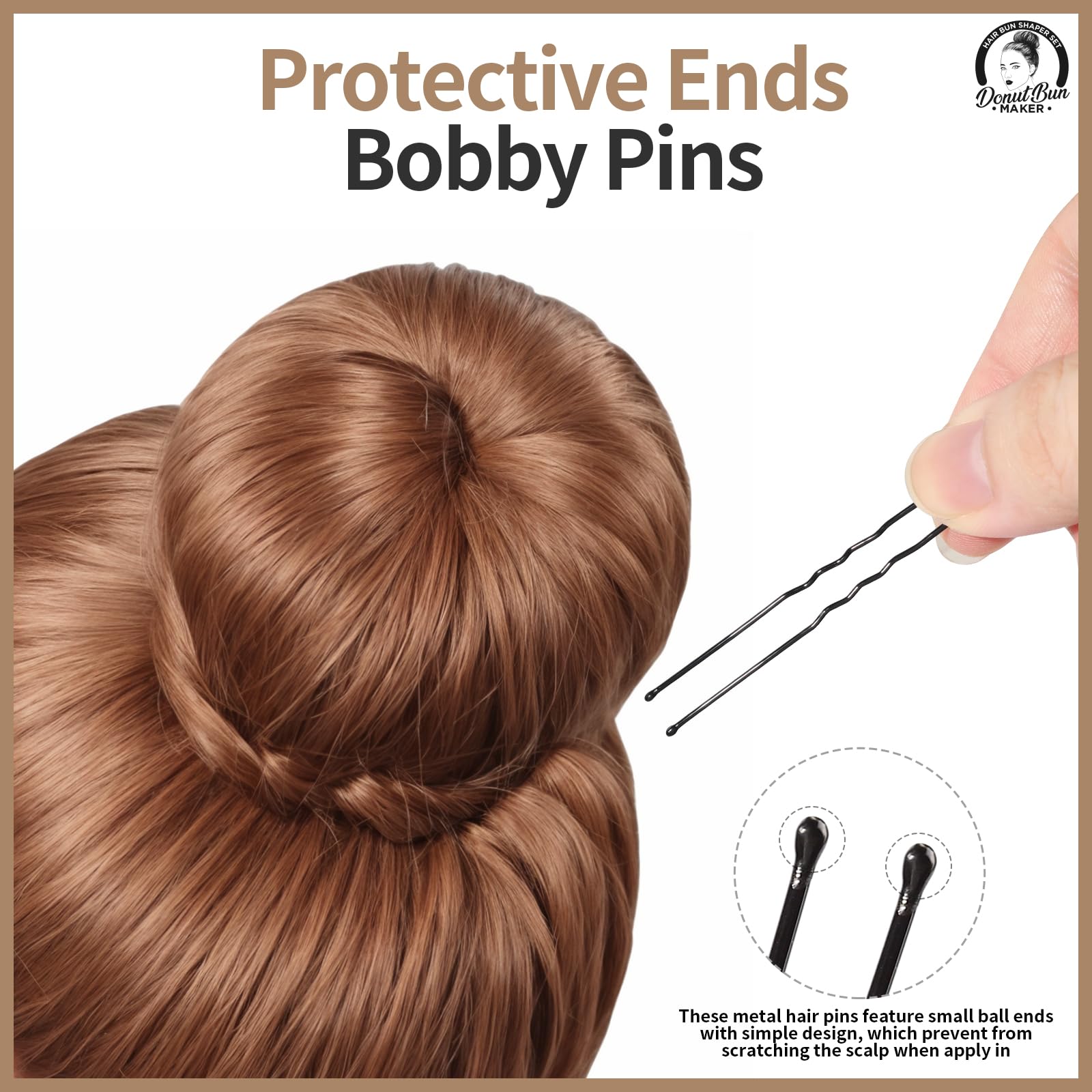 Teenitor elastics and bobby pins displayed for secure hold without damage