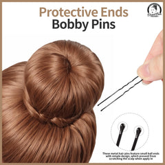 Teenitor elastics and bobby pins displayed for secure hold without damage