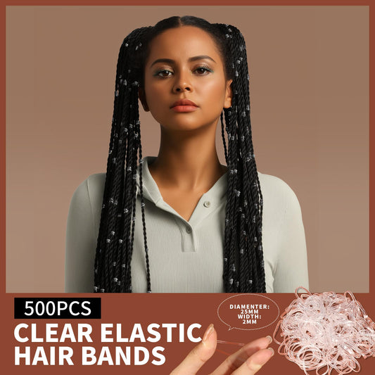Teenitor clear elastics closeup highlighting stretch and braid-friendly strength