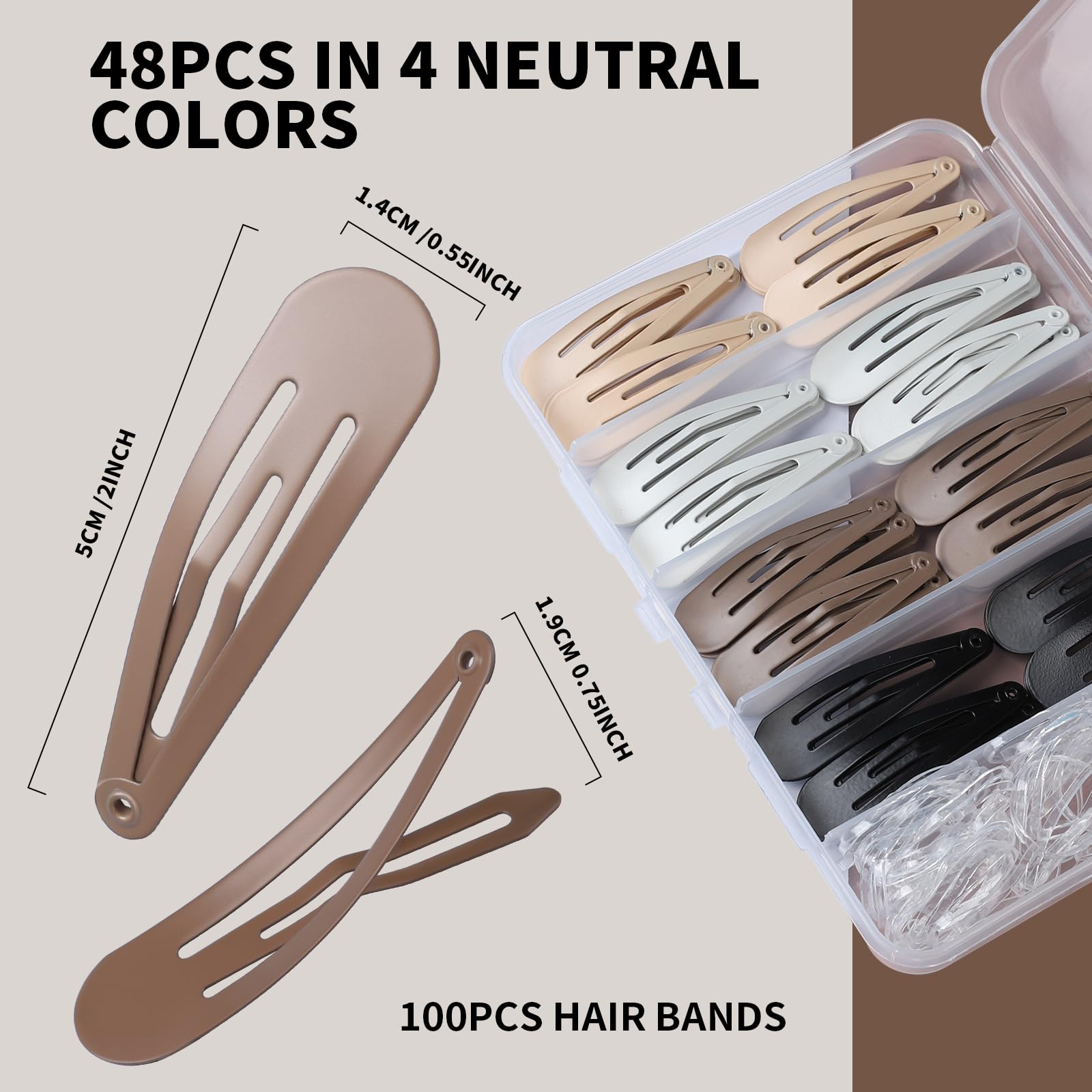 Teenitor neutral color clip collection displaying white cream brown black