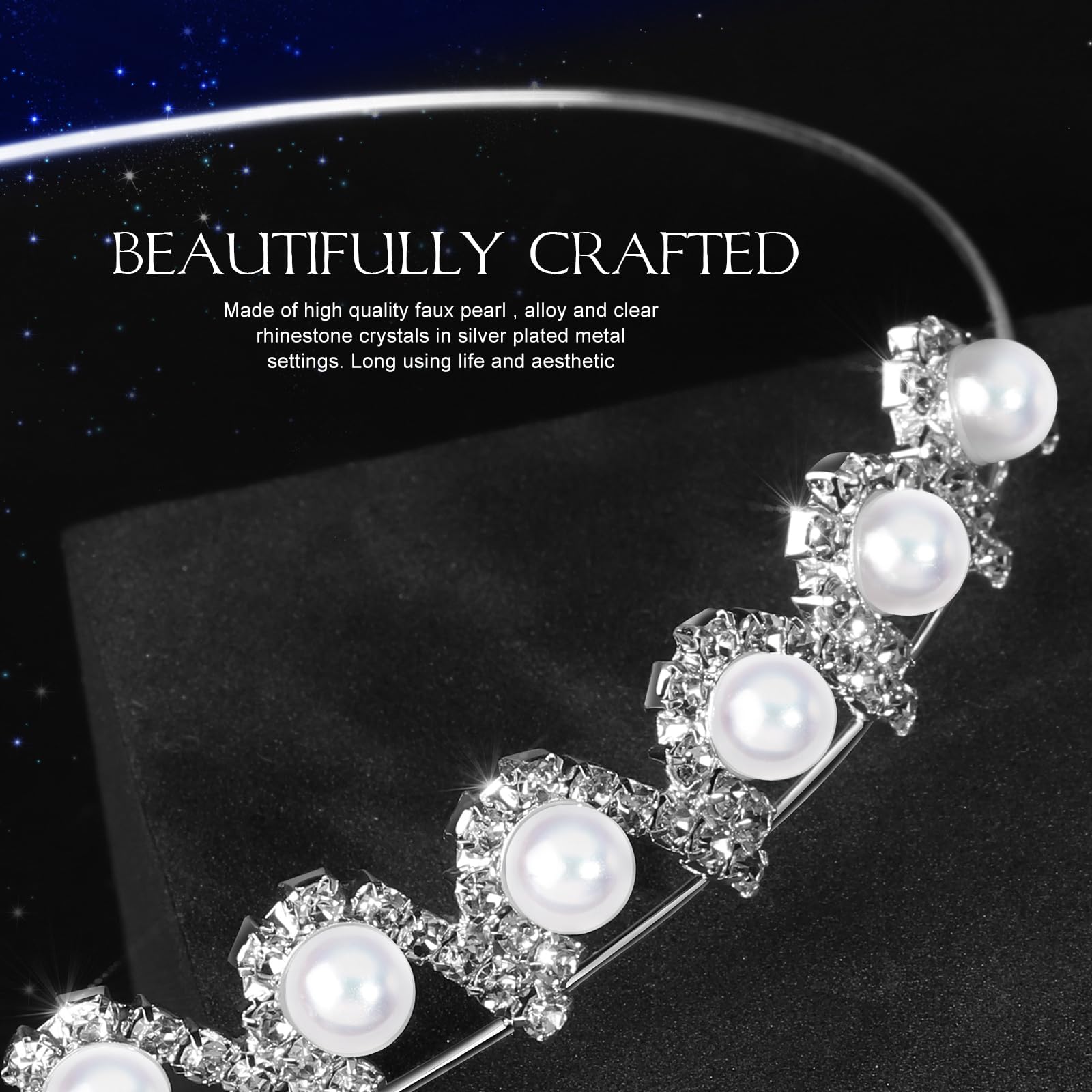 Teenitor faux-pearl band close-up showing pearl accents and elegant shine