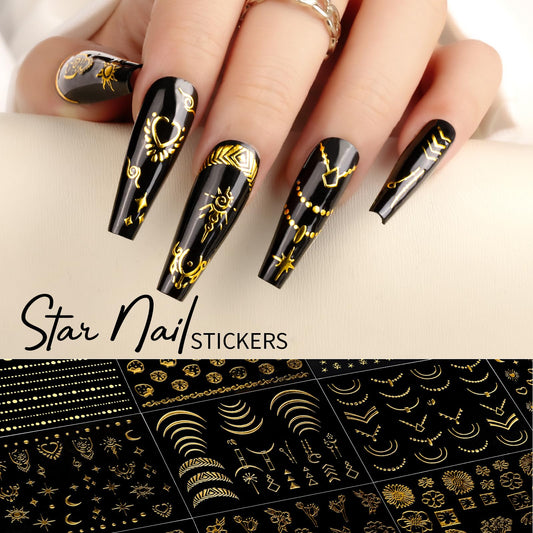 Teenitor close-up of lace and line stickers illustrating fine gold detail
