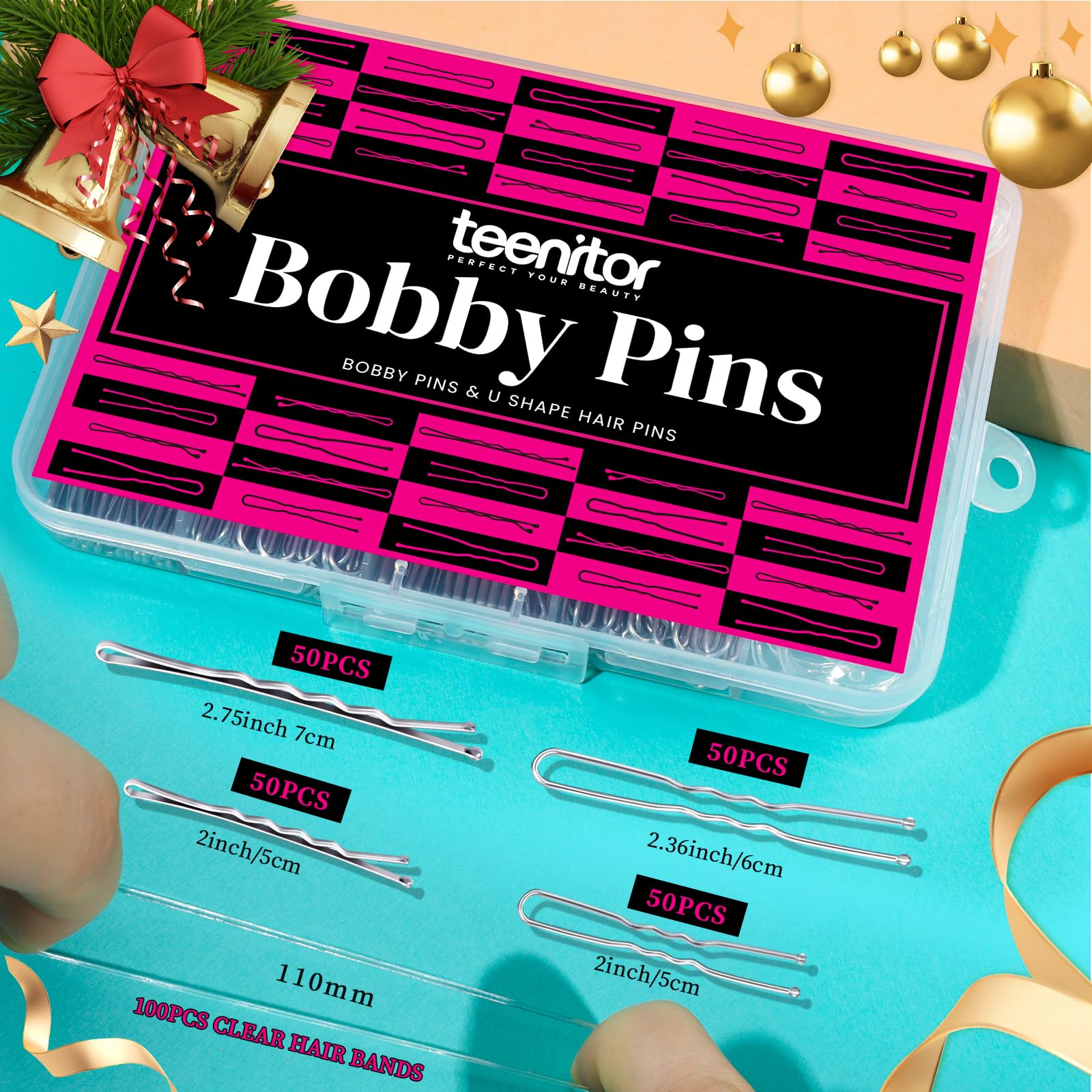 Teenitor close-up of bobby pin waves and rounded tip showing secure grip and scalp comfort
