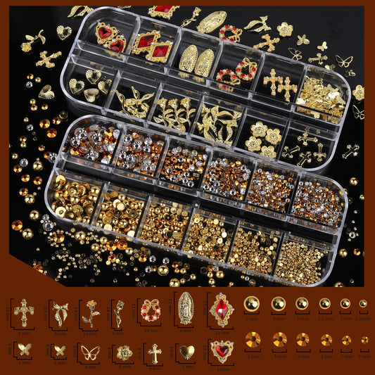 Teenitor close-up of 3D gold charms highlighting texture and upscale detail for statement nails