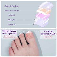 Teenitor close-up of glossy French tip texture highlighting salon finish