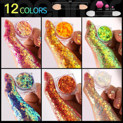 Teenitor close-up of chunky holographic glitter texture delivering prismatic shine