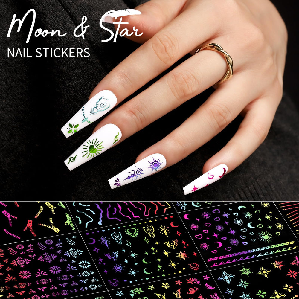 Teenitor close-up of rainbow sticker sheets highlighting texture and variety