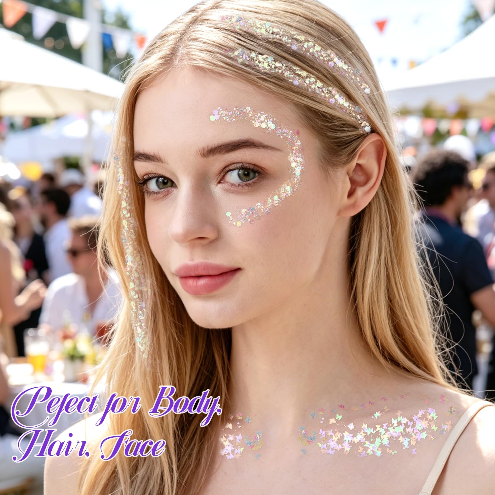 Teenitor collarbone mermaid look with glitter and gems for eye-catching highlights