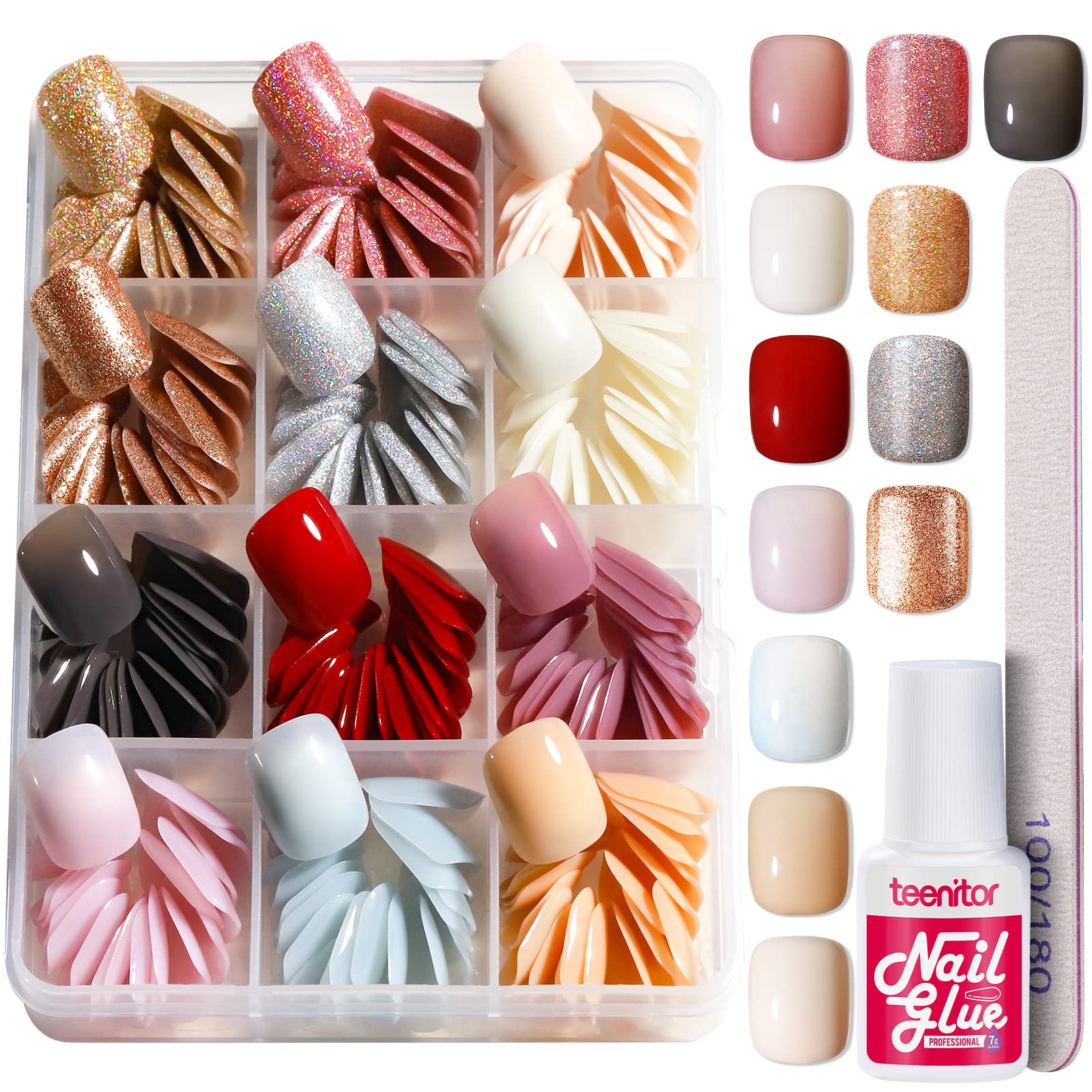 Teenitor color grid with glossy and glitter shades for easy selection
