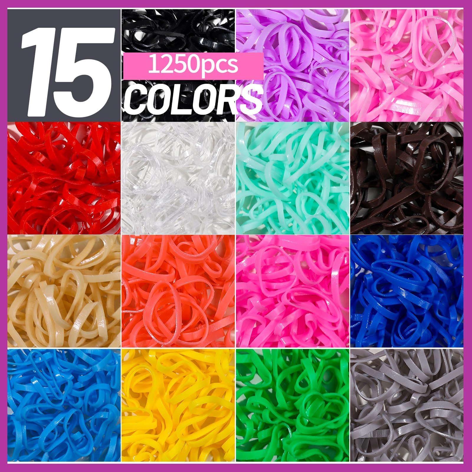 Teenitor close-up of colorful rubber bands highlighting stretch and gentle hold