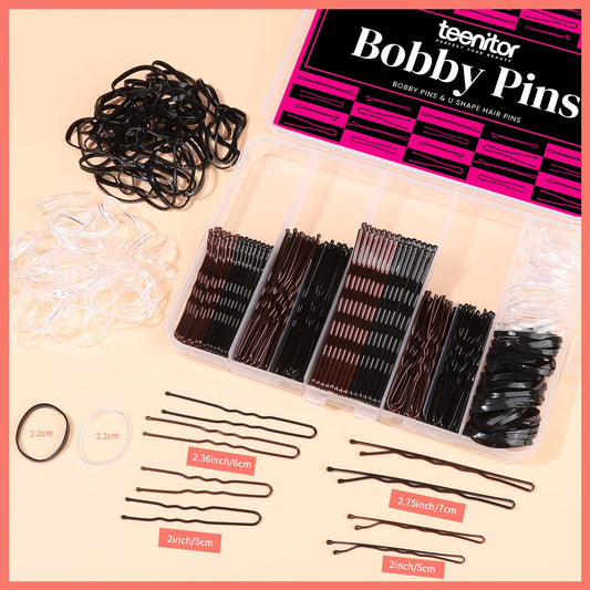 Teenitor compartmented box with separated pins and bands for easy selection during styling