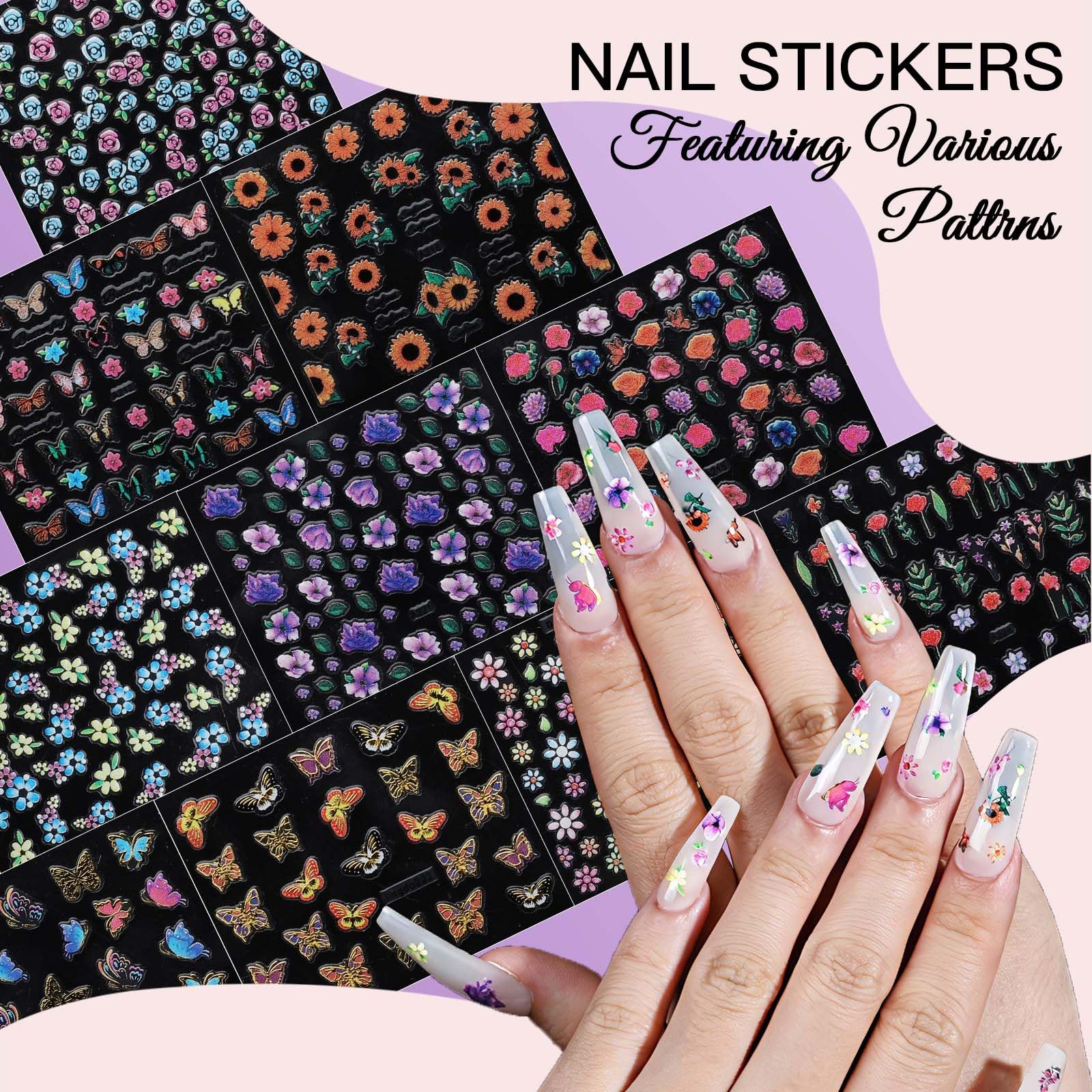 Teenitor decal sheets with floral and butterfly designs for easy application