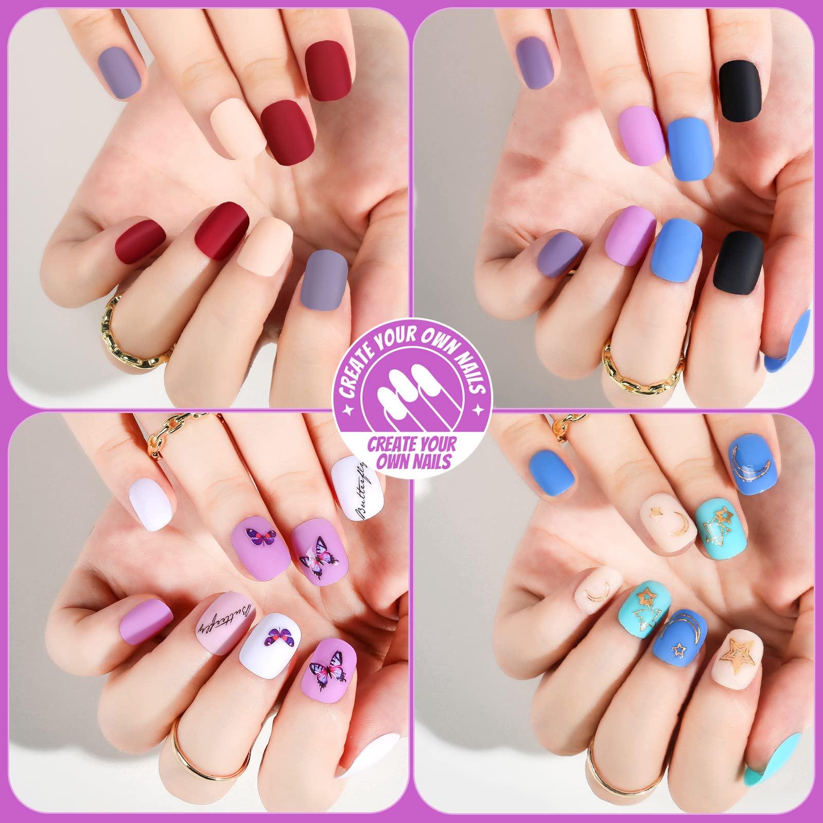 Teenitor nail stickers and flower charms, instant creative nail decoration