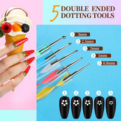 Teenitor dotting tools and striping tapes laid out for versatile design options
