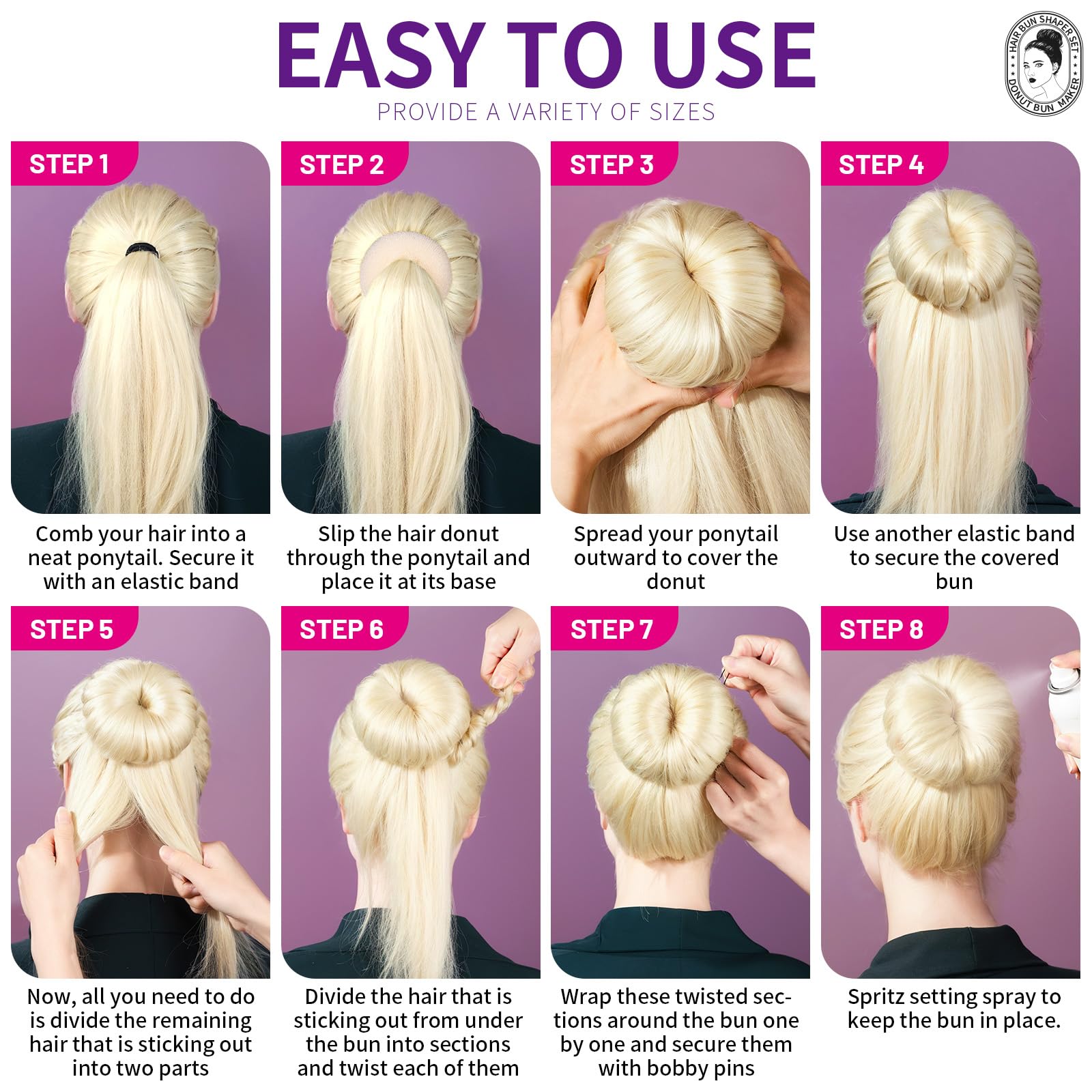 Teenitor elastics and bobby pins detail illustrating included tools for strong hold