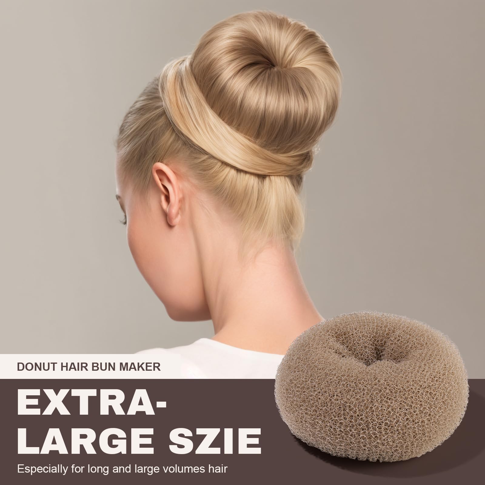Teenitor extra-large bun maker close-up showing volume for event hairstyles