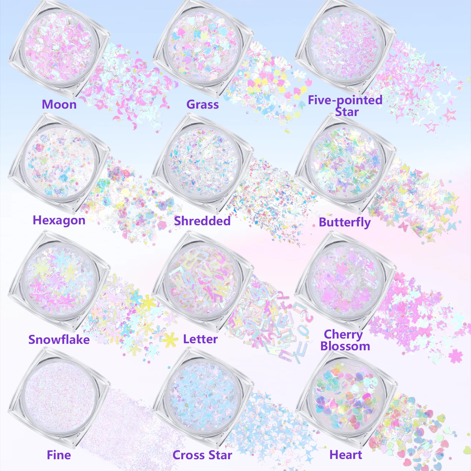 Teenitor face gems sheets arranged to show star, heart and pearl shapes for styling