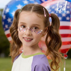 Teenitor face stripe in red white and blue creating festive Independence Day look