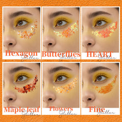 Teenitor festival face design on model showing bold, long-lasting shine