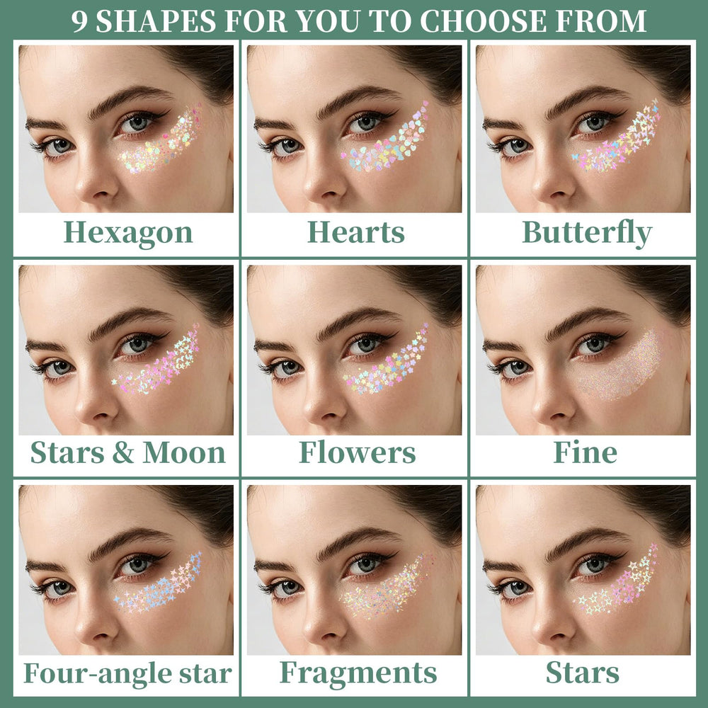 Teenitor festival lifestyle on model with glitter accents, eye-catching party finish