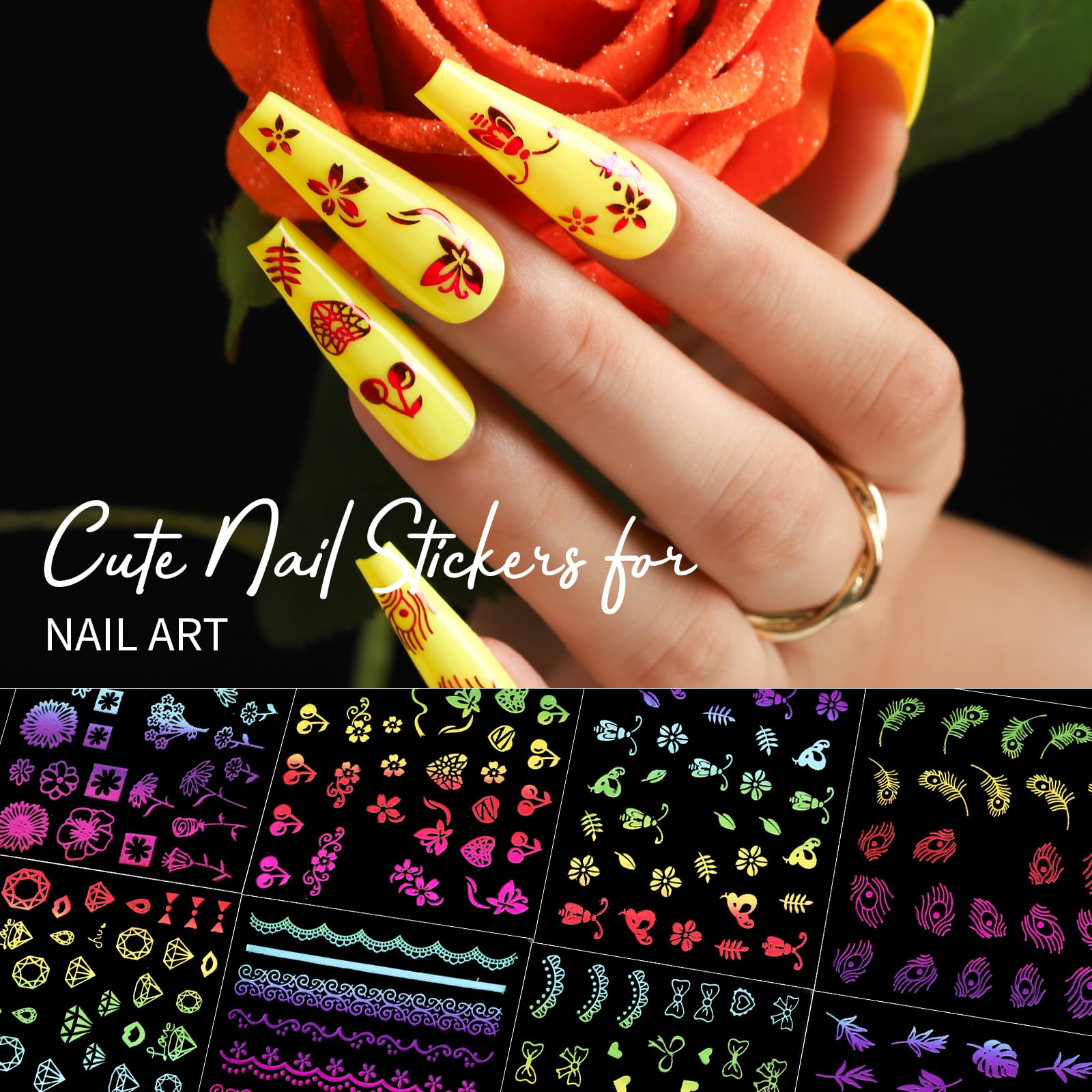 Teenitor floral and plant decals displayed to inspire seasonal nail looks