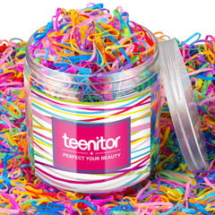 Teenitor front packaging showing 2000pcs colorful hair ties and value