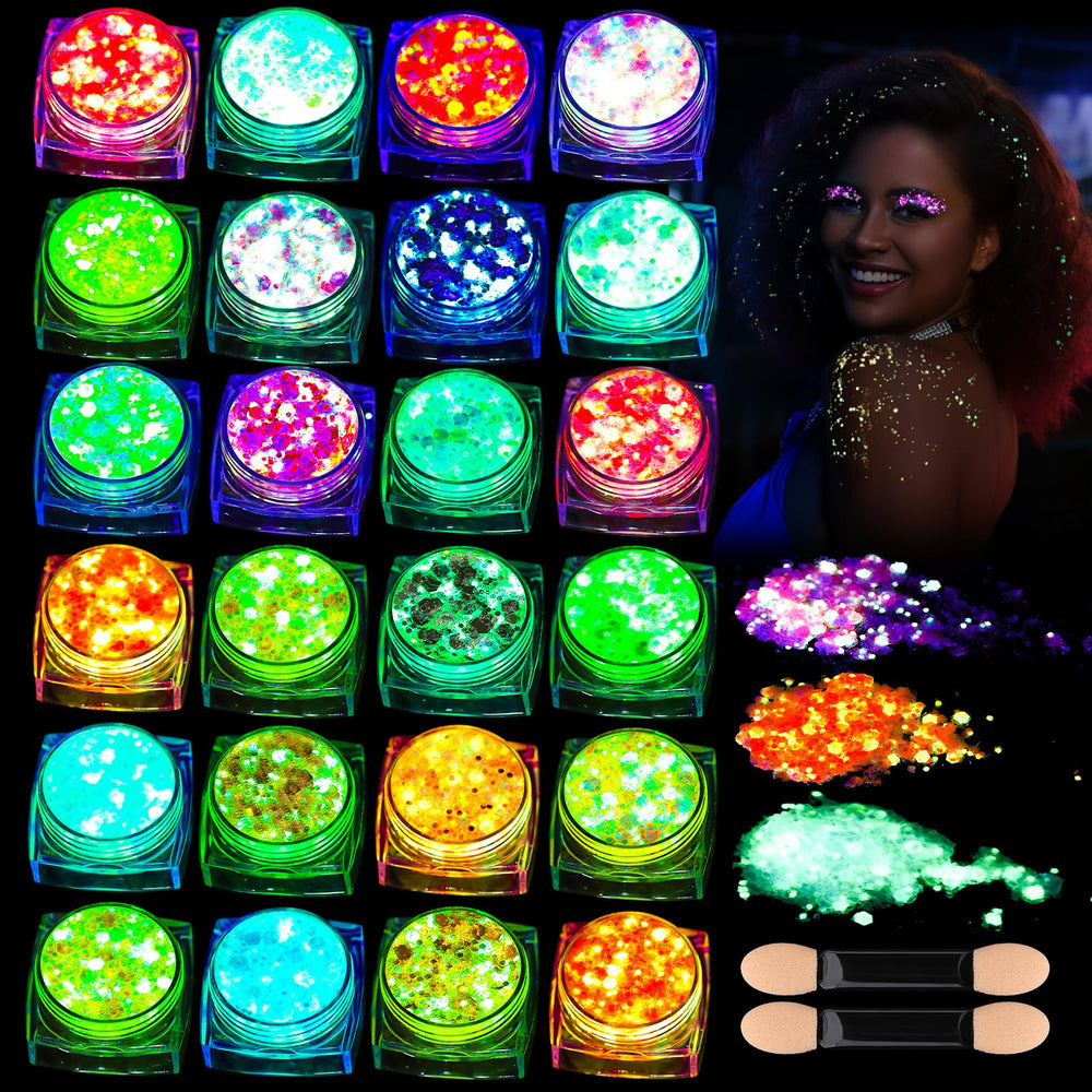 Teenitor front packaging showing 24 glitter gel pots and bright party-ready colors