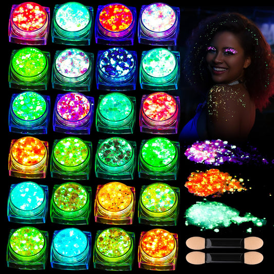 Teenitor front packaging showing 24 glitter gel pots and bright party-ready colors