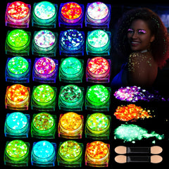 Teenitor front packaging showing 24 glitter gel pots and bright party-ready colors