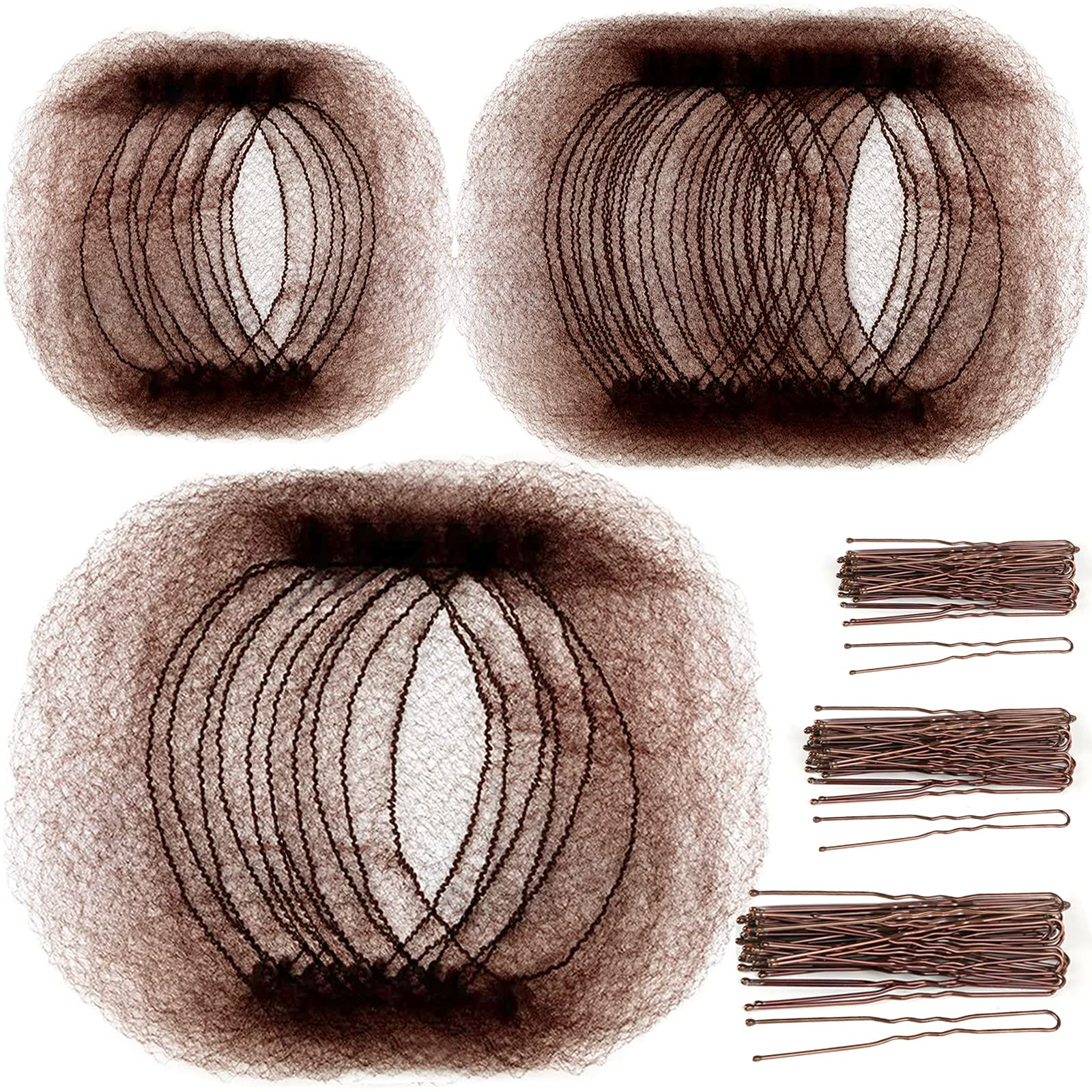Teenitor front packaging showing brown hair nets and pins, convenient kit