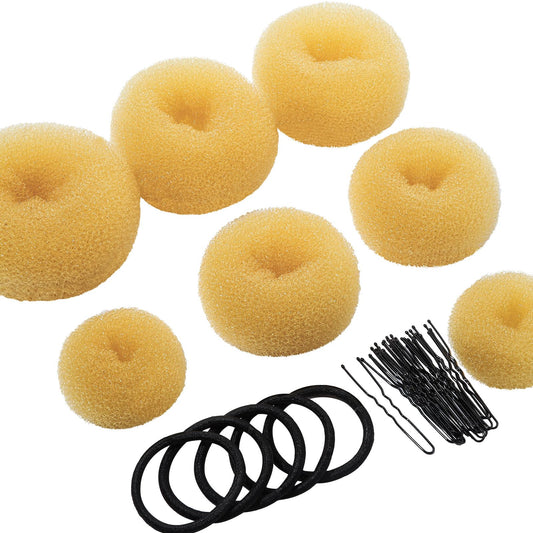 Teenitor front packaging showing gold bun makers and accessories for quick styling