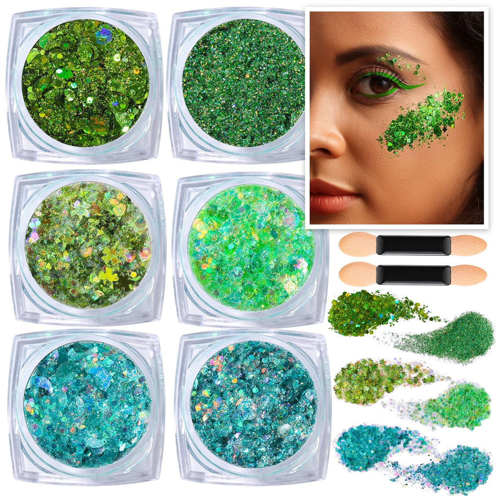 Teenitor front packaging showing green glitter variety and handy jars for convenience