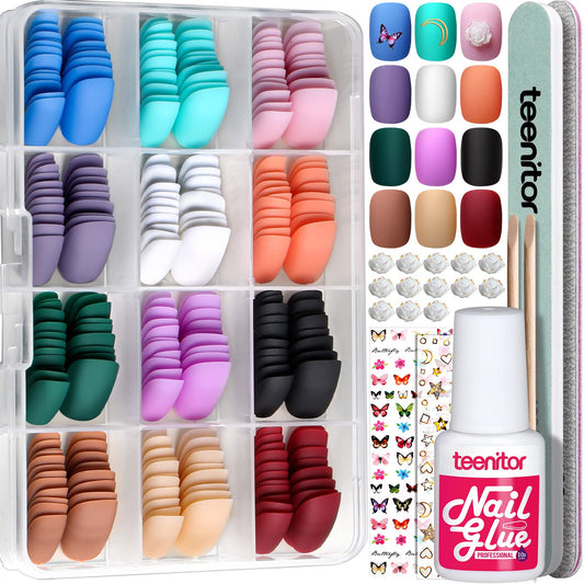 Teenitor front packaging showing organized matte nails and case, easy storage