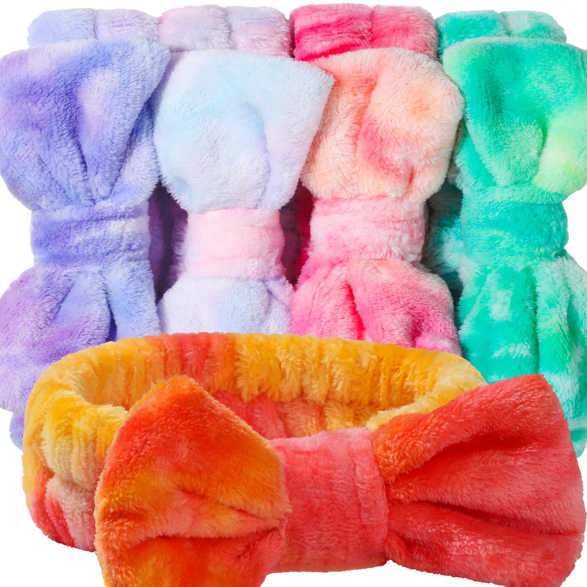 Teenitor front view of five colorful headbands showing variety and convenience