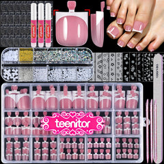 Teenitor front packaging showing full 150-piece French toe kit and convenience