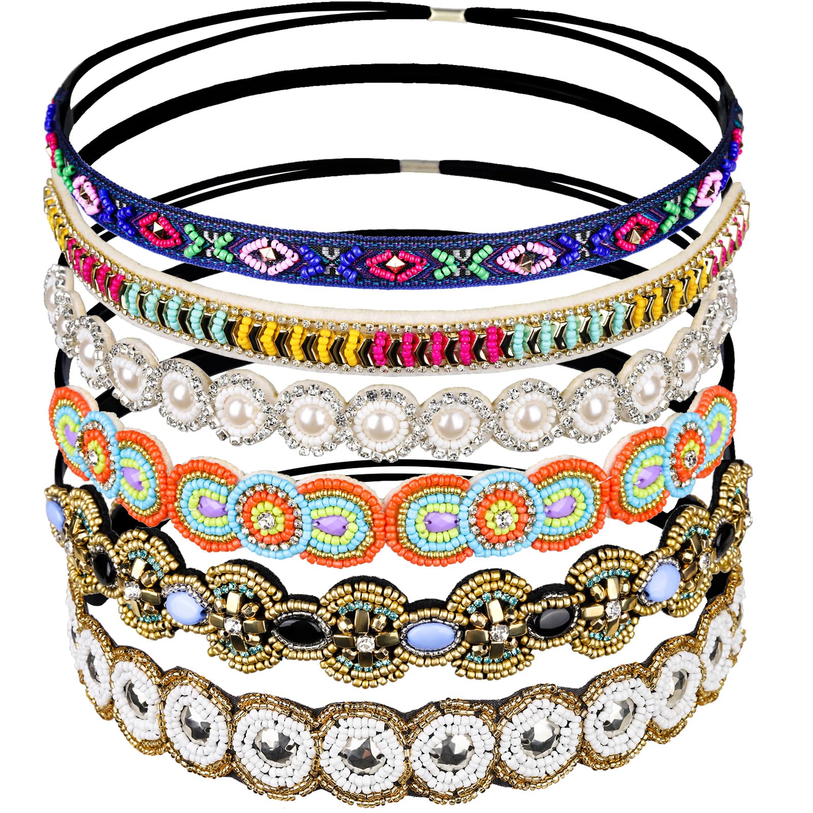 Teenitor front view showing six colorful headbands and elegant packaging benefit style