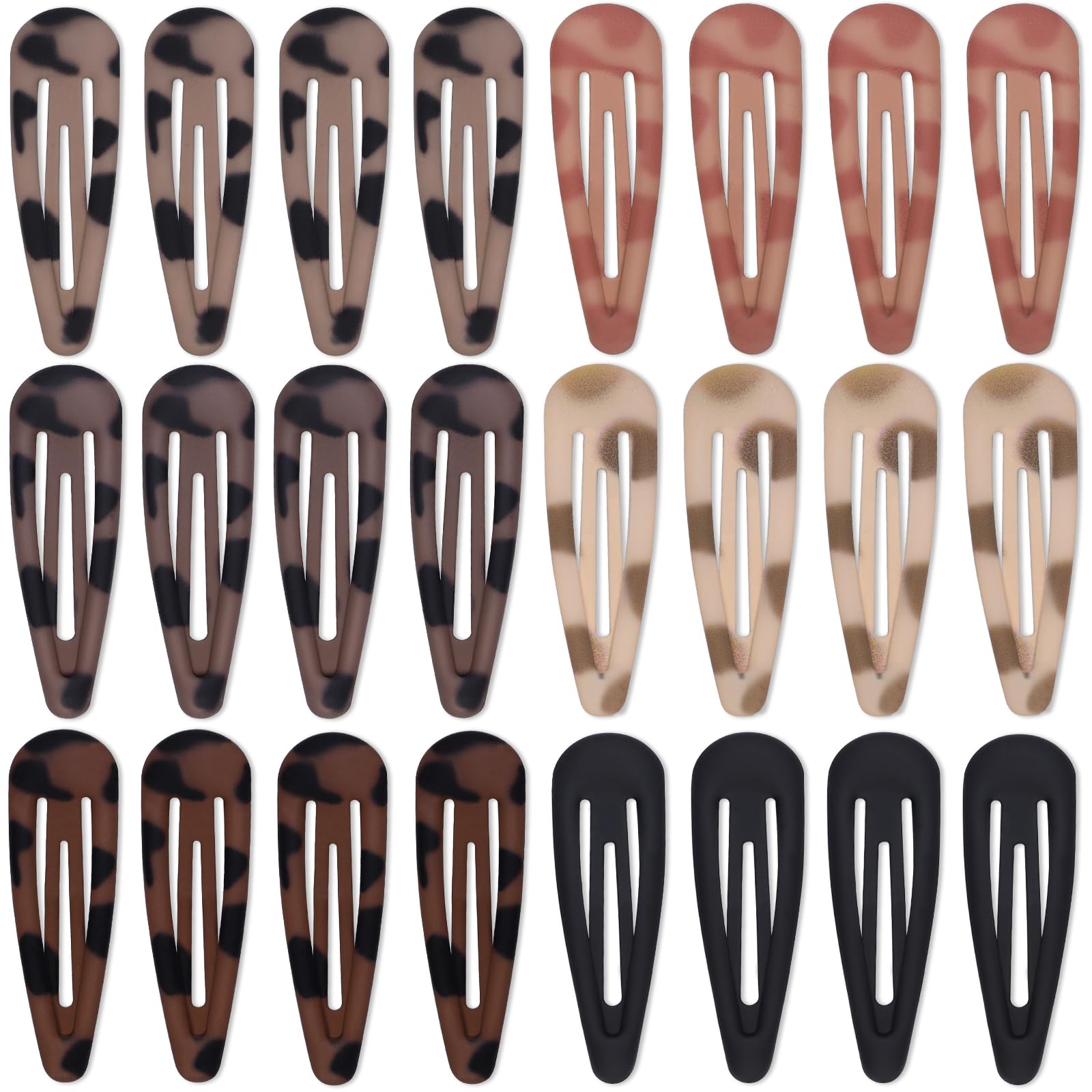 Teenitor front view of 24-pack barrettes showing neat neutral colors and benefit of variety