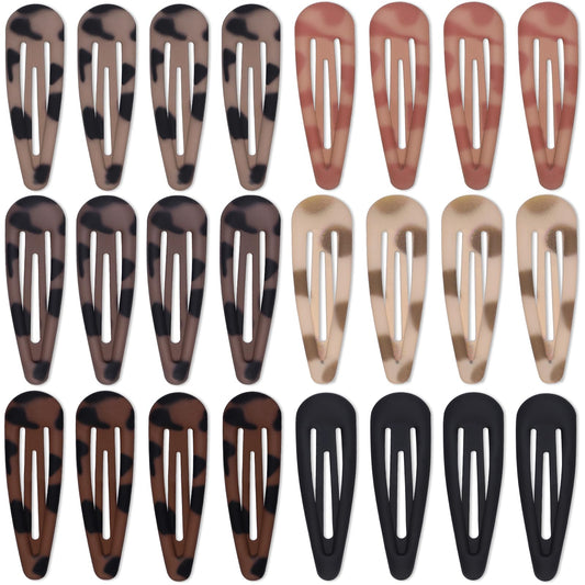 Teenitor front view of 24-pack barrettes showing neat neutral colors and benefit of variety