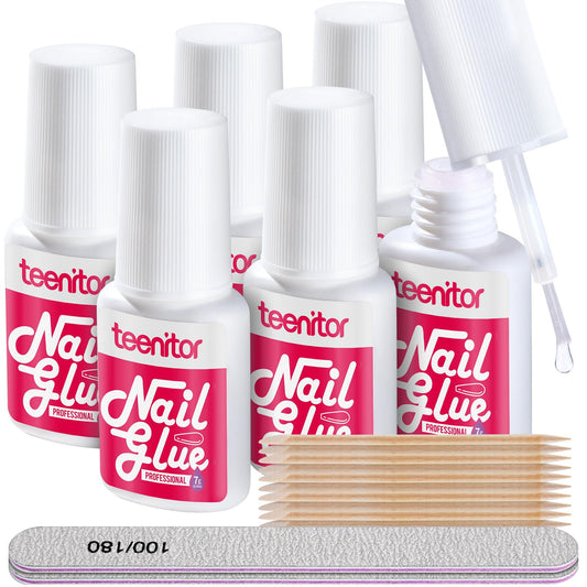Teenitor front packaging showing glue bottles and accessories for reliable hold
