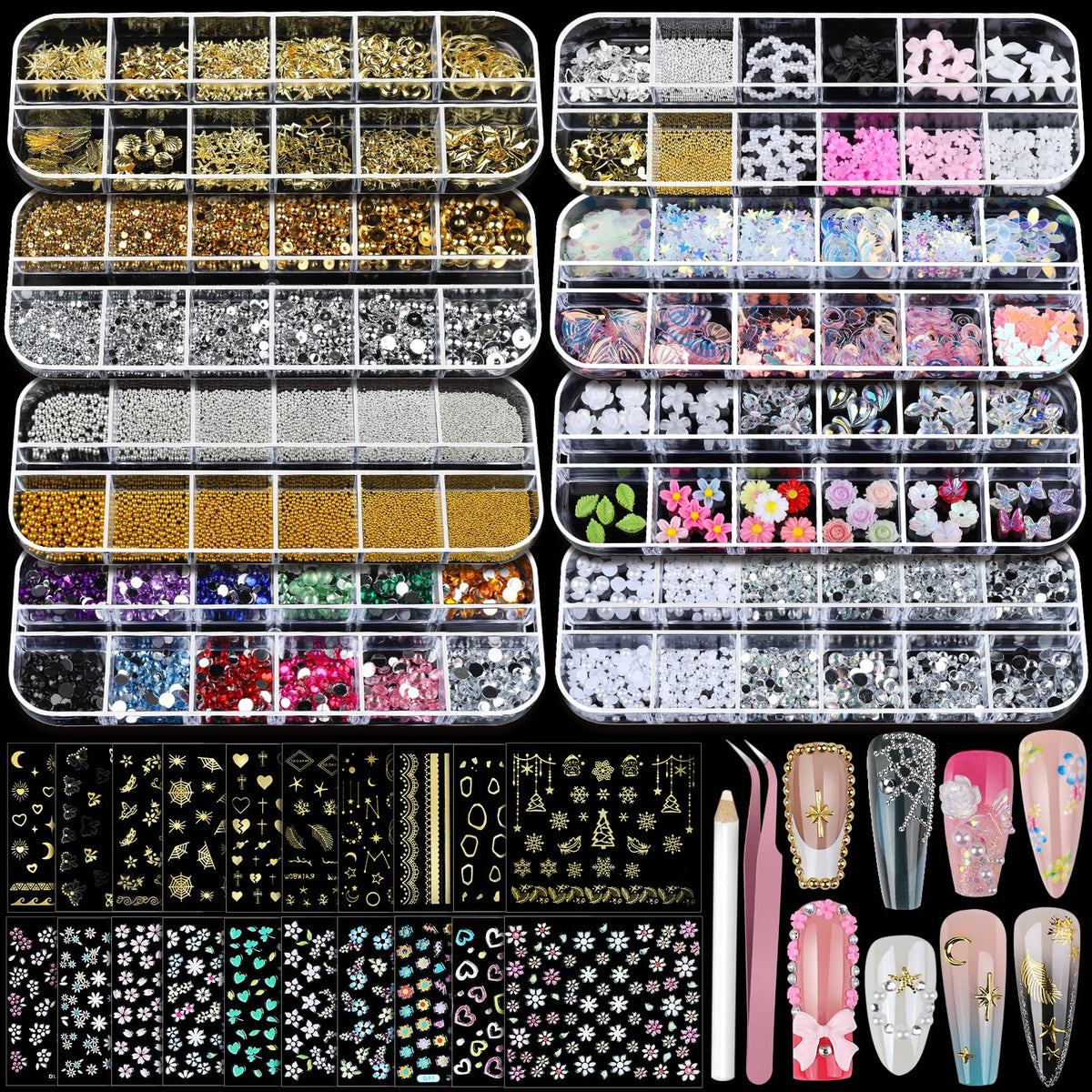 Teenitor front packaging showing full nail charms kit and easy selection benefit