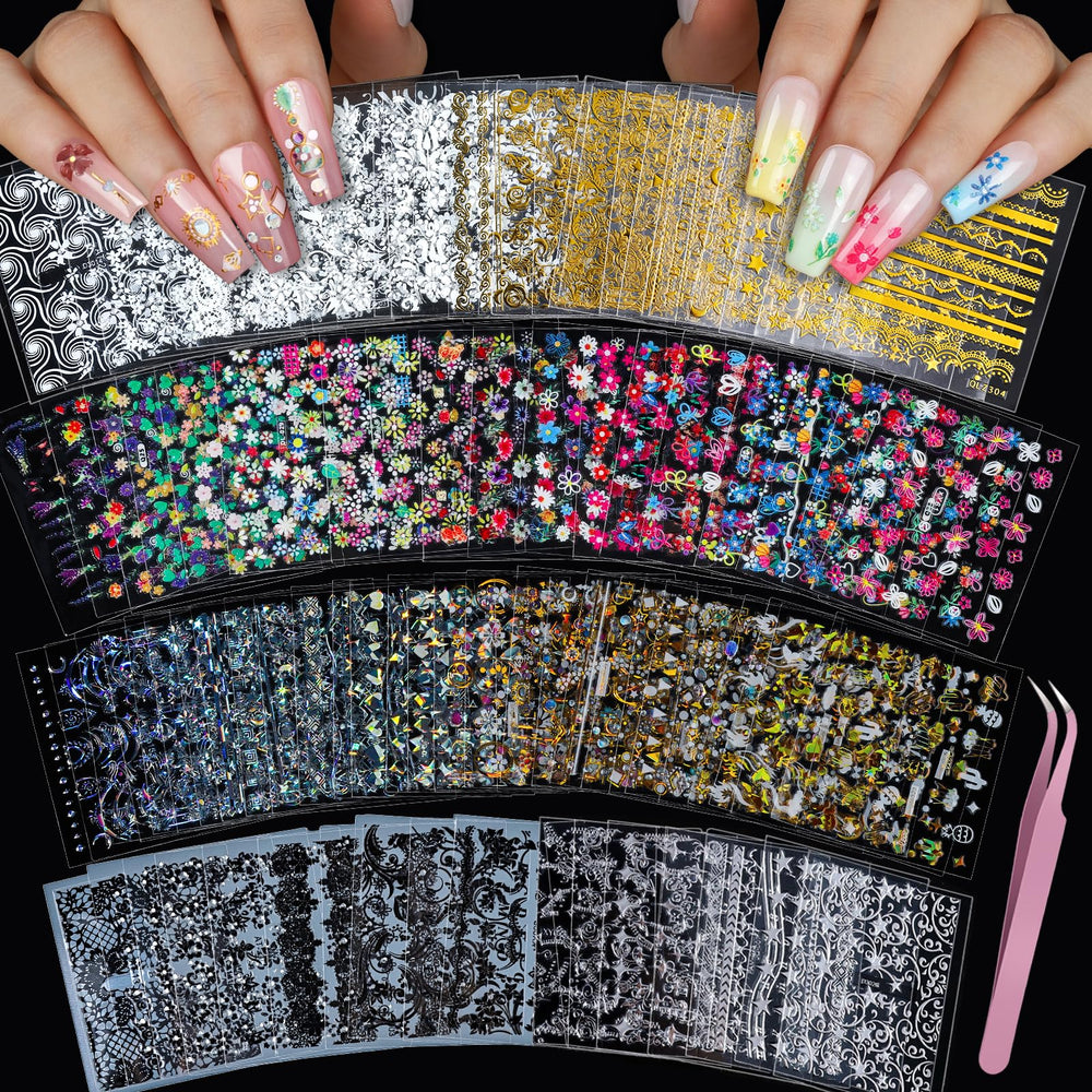 Teenitor front packaging showing full 100-sheet nail sticker kit benefits