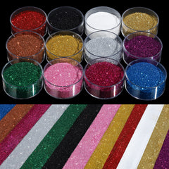 Teenitor front packaging showing 12 glitter tins and bright colors for organized storage