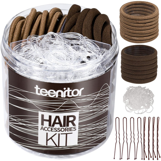Teenitor front packaging showing full 550-piece hair kit and organized tub for convenience