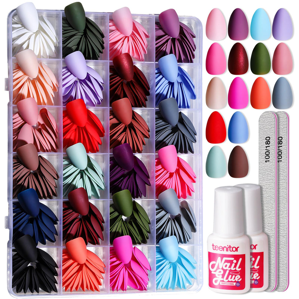 Teenitor front packaging showing 24 color sets and included glue for full kit convenience