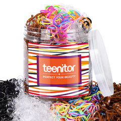 Teenitor front packaging showing 2000-piece bulk hair bands and variety