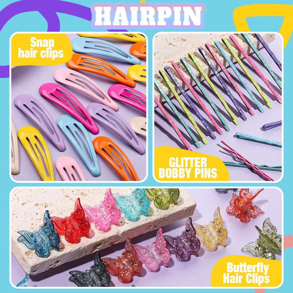 Teenitor glitter bobby pins and butterfly clips showing sparkle for decorative styles