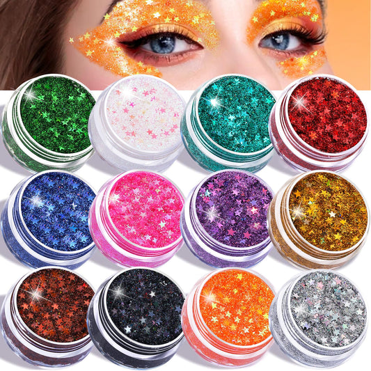Teenitor close-up of glitter gel texture showing fine sparkle and smooth spread