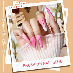 Teenitor glue with nail clipper files and brush arranged for effortless application