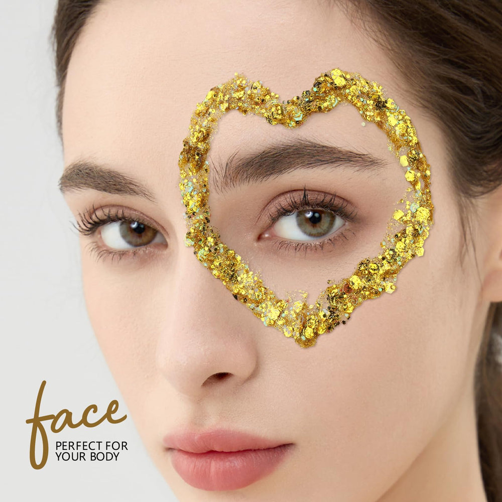 Teenitor gold gel on cheekbone creating highlight and glow benefit